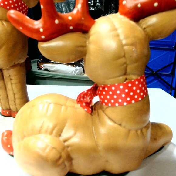 Set of 2~Vtg Mold Ceramic Quilted Christmas Deer - Picture 2 of 9